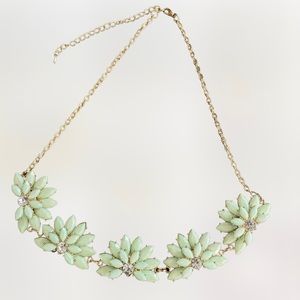 New York & Company Adjustable Women’s Necklace Mint Floral With Gold  Leaves